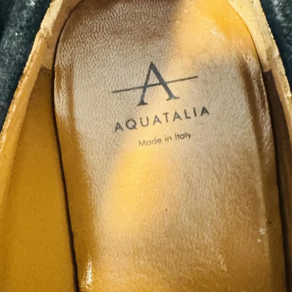 Aquatalia Black Suede Platform Slip-On Loafers